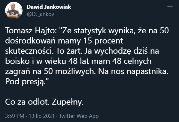 KOMICZNA WYPOWIEDŹ Tomasza Hajto! Porównał siebie do...